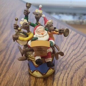 Festive Musical Ornament with Drumming Reindeer.